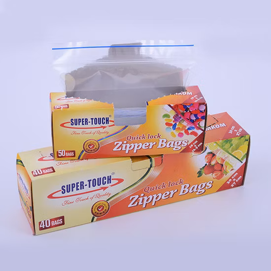 LDPE Double fermeture à glissière Fermeture à glissière de couleur Heavy Duty Grip Seal Zipper Ziploc Ziplock Collation Gallon / Quart / Congélateur / Sac à sandwich Sac de stockage des aliments